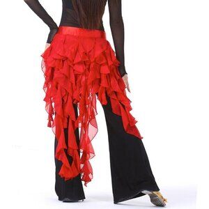 Women's Red Imported Belly Dance Hip Scarf Belt Performance Latin Wave Skirt